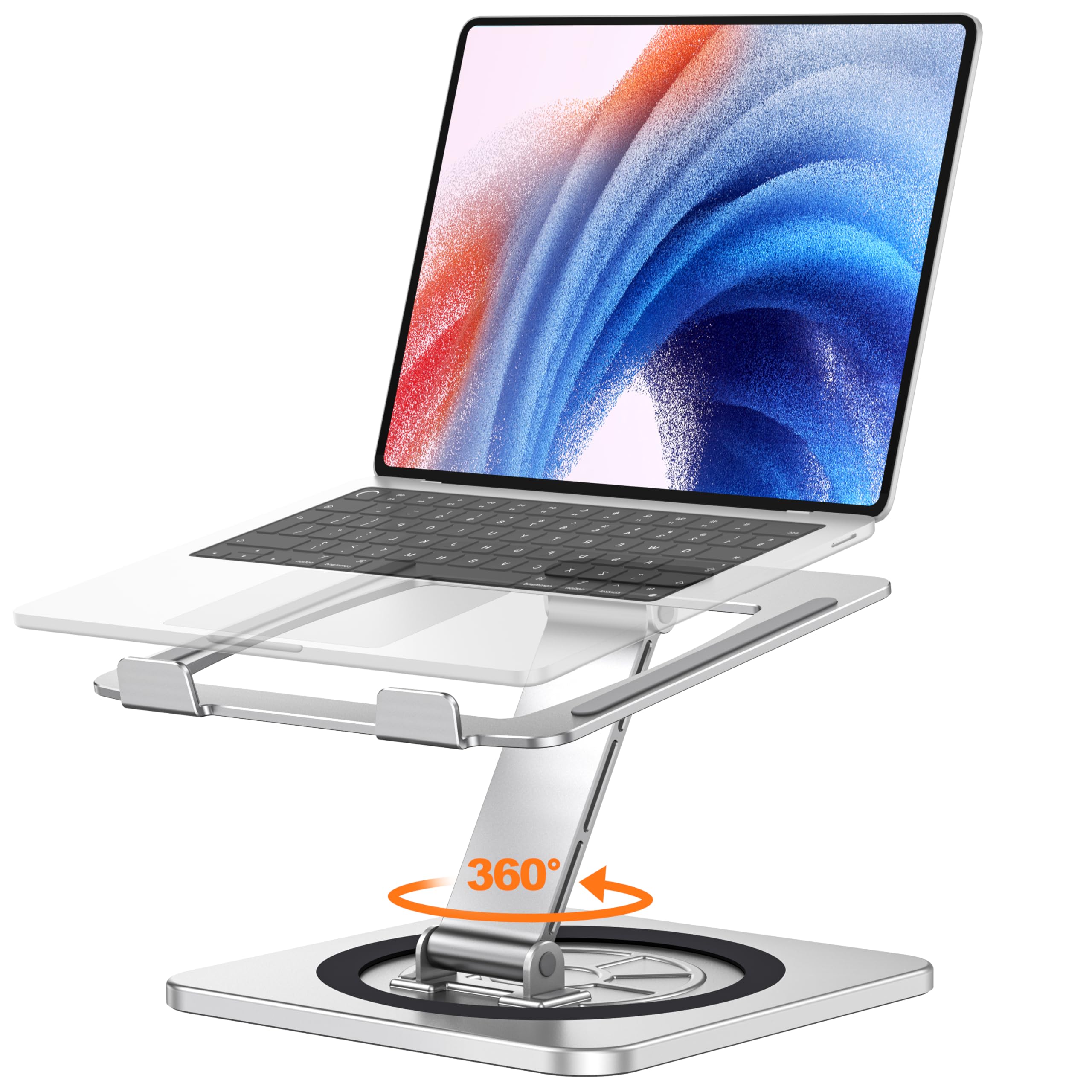 EOIWUY Laptop Stand with 360° Swivel Base, Portable Foldable Laptop Riser for Desk, Ergonomic Adjustable Cookbook Holders Computer Stand Holder for Team Work, Compatible with MacBook Pro/Air (10-16")