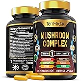 Tenmido Mushroom Complex Supplement - 13in1 Formula - Blend Lion's Mane Mushroom, Cordyceps Sinensis, Reishi, Turkey Tail, Maitake, Chaga, Shiitake, Enoki, & More - 120 Capsules for 4 Months Supply