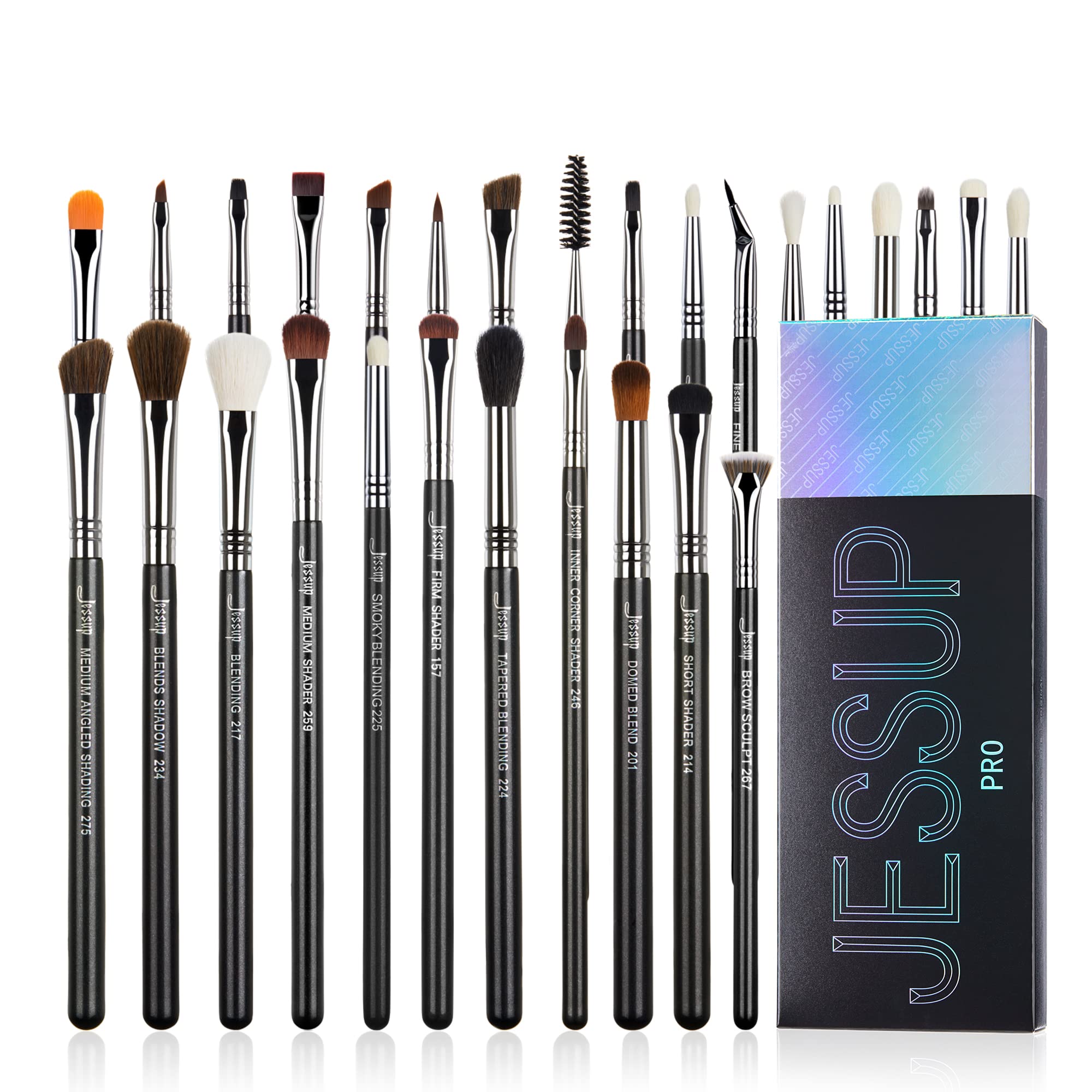 Jessup Eye Makeup Brushes Set Professional 28pcs Premium Synthetic Make up Brushes for Eyeshadow Eyeliner Eyebrow Blending, Black T341