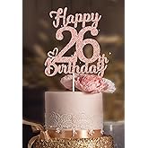 26 Birthday Cake Toppers-Rose Gold Glitter, Happy 26th Cake Topper for Men,26 Cake Topper For Women, 26th birthday decorations,26th Birthday Cake Topper Twenty six