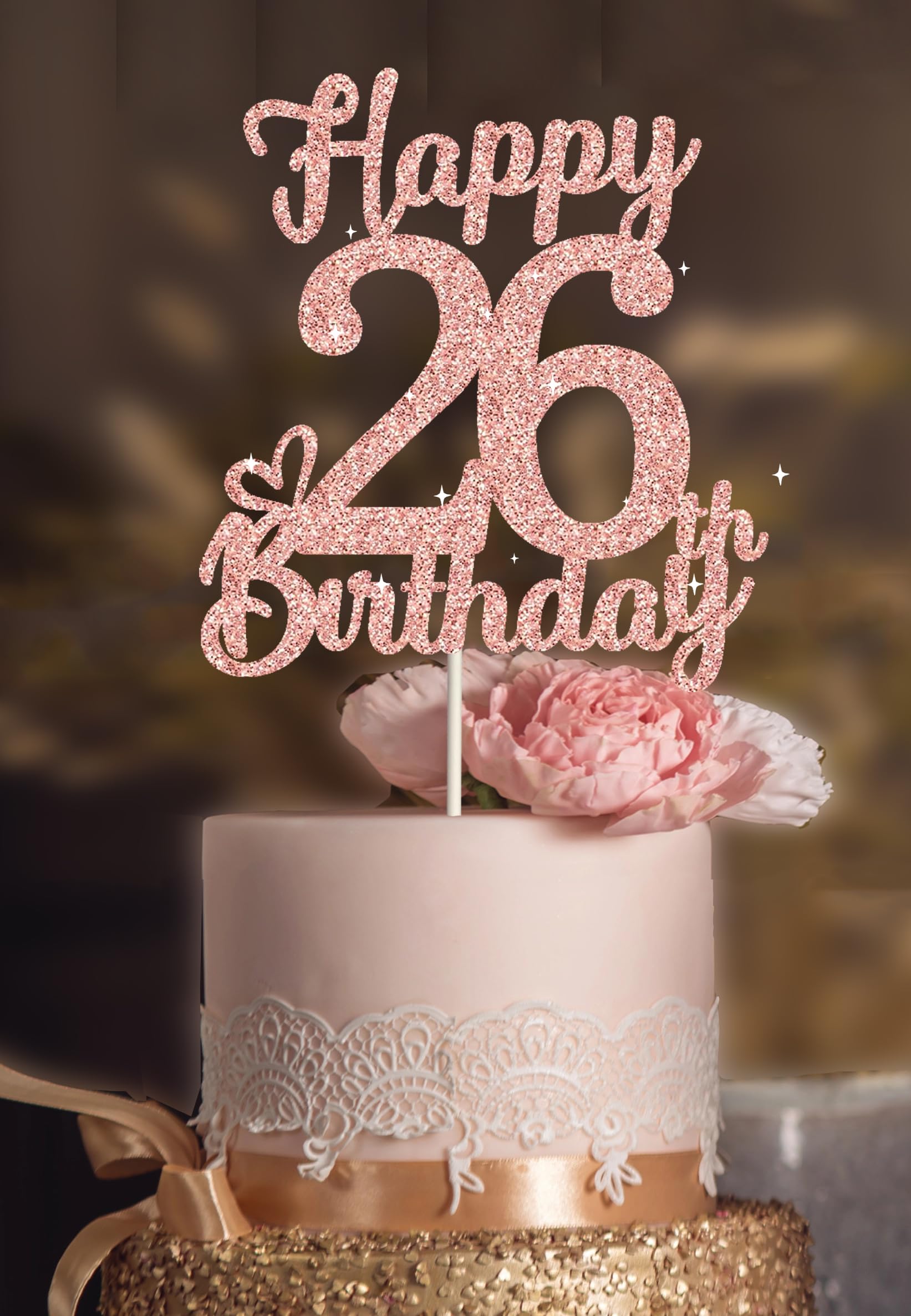 Photo 1 of 26 Birthday Cake Toppers-Rose Gold Glitter, Happy 26th Cake Topper for Men,26 Cake Topper For Women, 26th birthday decorations,26th Birthday Cake Topper Twenty six