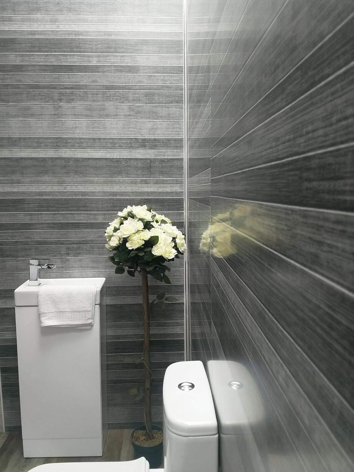 Grey Multi Tile 1000mm Wide x 2.4m Shower Panels Bathroom Wall PVC 10mm