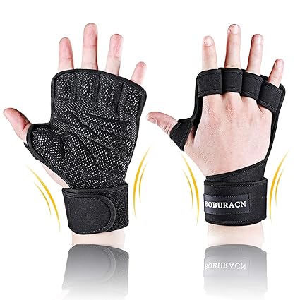 Boburacn Workout Gloves With Wrist Wraps Full Palm Protection Open Hand Weight Lifting Gloves For Fitness Exerciseclimbingdumbbells Breathable
