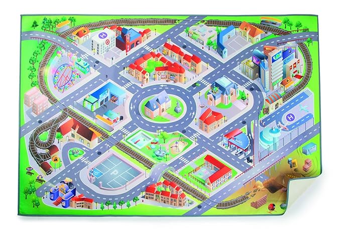 small foot Spielmatte „Großstadt“ Spielteppich, Stoff, Mehrfarbig 150 x 100 x 0.5 cm