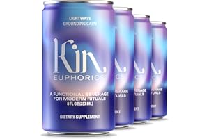 Lightwave by Kin Euphorics, Non Alcoholic Spirits, Ready to Drink, Nootropic, Botanic, Adaptogen Drink, Lavender-Vanilla, Ginger, and Birch, Calm the Mind and Mellow the Mood, 8 Fl Oz (4pk)