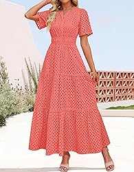 ZESICA Women's 2025 Summer Short Sleeve Maxi Dress