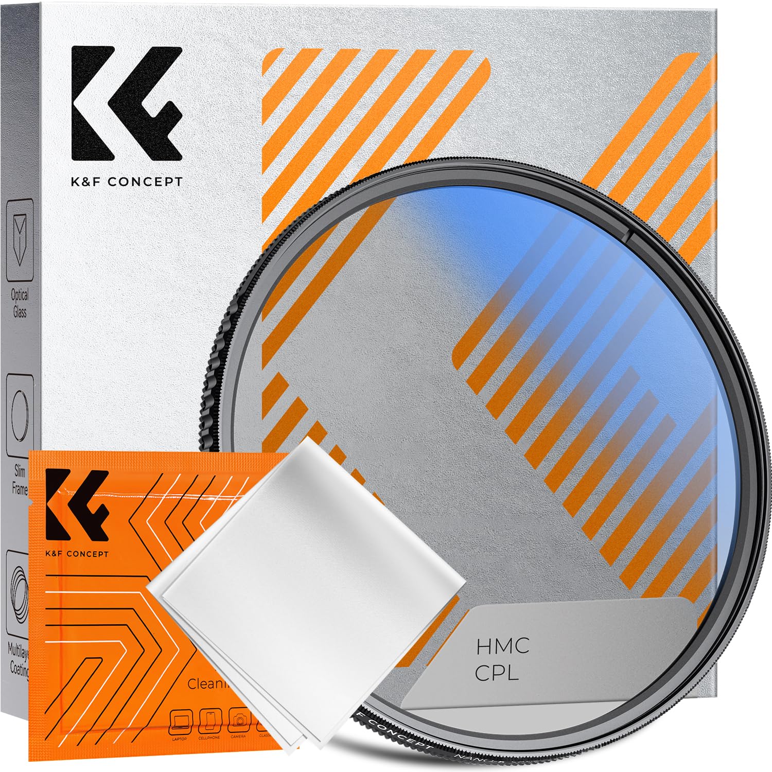 K&F CONCEPT 95MM Polarising Filter Circular Polarizing CPL, Ultra Slim, Japan Optics, Multi Coated, with Cleaning Cloth (Nano-K Series)