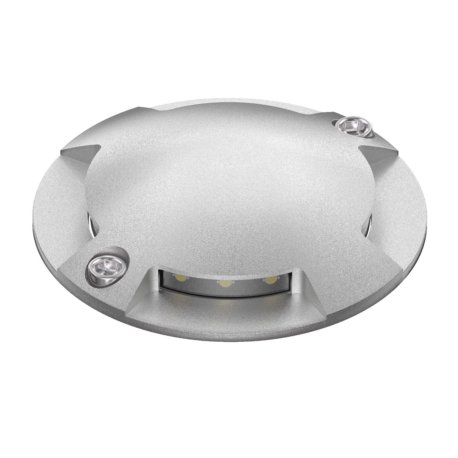 ledscom.de LED Ground Light, waymarker BUNDA for Outdoor, IP67, 4-lamp, Aluminium, Round, 70mm Ø, Warm White