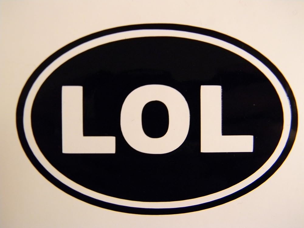 LOL Oval Vinyl Decal Sticker 5.5" X 3.5" choose color Handmade