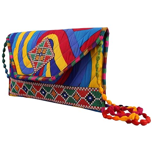 Craft Trade Rajasthani Womens Handcrafted Embroidery Work Clutch Bag (Multicolour)