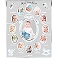 Tiny Ideas Baby's First Year Picture Frame, First Year by Month, Newborn Baby Registry, Silver (96002)