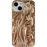 Caseative for iPhone 13 Case, Gold | Pleated Water Ripple Chrome Wave Pattern Soft