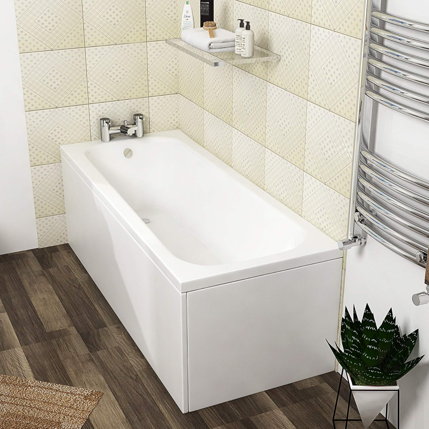 Breeze 1800 x 800mm Designer Single Ended Acrylic Bath with Front Panel