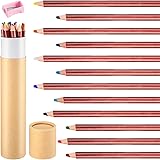 12 Pcs Wooden Chalk Pencils with Sharpener and Kraft Paper Pen Container Chalkboard Pencils Real Slate Colored Chalk Pencils 