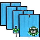 VIRELLIX 4 Pack HY4866 True HEPA Replacement Filter Compatible with MORENTO, WESTHEY HY4866, YIOU M1 - Air Purifier Filters, 4 Stage Filtration, 2in1 Carbon & Silver Technology - Blue