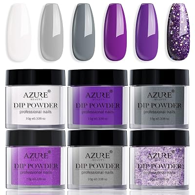 Buy Azurebeauty Dip Powder Set 6 Colors Nail Dipping Powder Kit Glitter White Purple Summer French Nail Art Collection System Manicure Salon Diy At Home Gifts For Women No Needed Nail Lamp