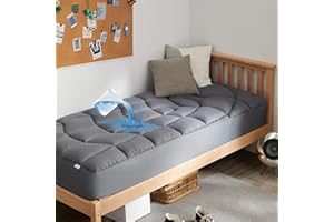 UNIKOME Twin Mattress Pad Waterproof - Ergonomic Quilted Fitted Twin Mattress Topper, 5-Layers Noiseless Washable Mattress Protector Cover with 8"-21" Deep Pocket (Grey, 39x75)
