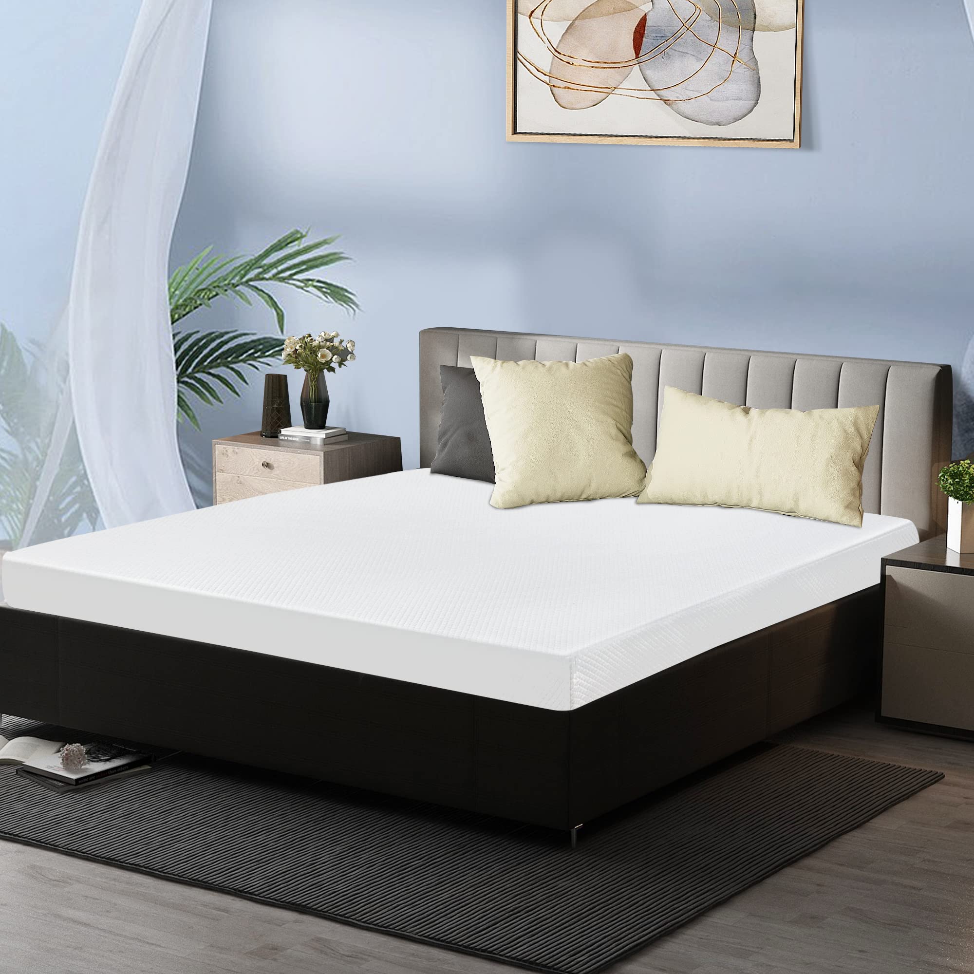 BestMassage | 5 Inch King Mattress | Gel Memory Foam | Medium Firm Feel | White | Bed in a Box, CertiPUR-US Certified | Pressure Relief, Cooling Ventilated Foam | Breathable Knit Cover Image