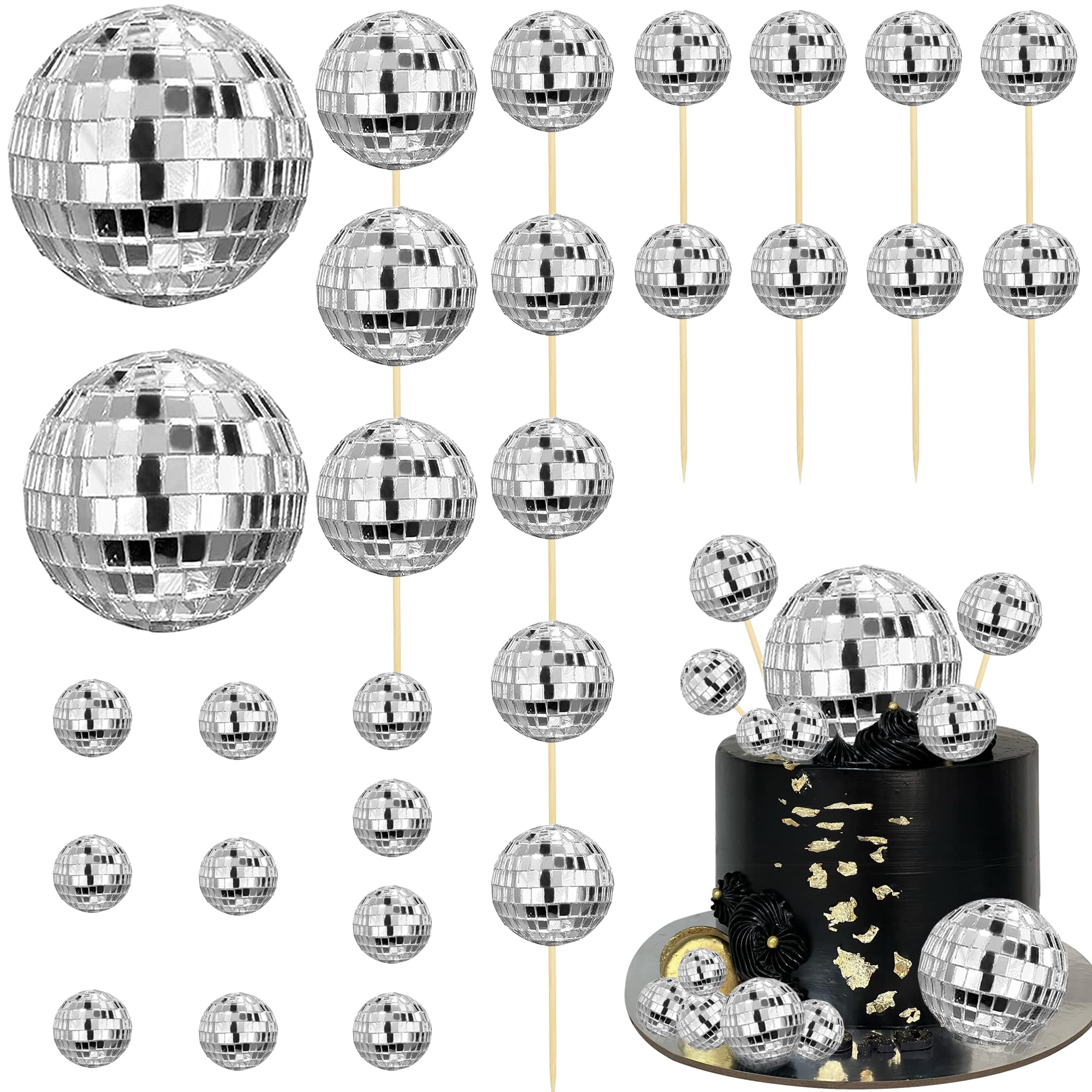 Mua 28 PCS Disco Ball Cake Toppers Disco Ball Cake Decorations 70's