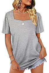 WIHOLL Womens Short Sleeve Tops Square Neck Tops