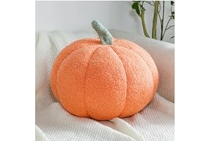 Eoieov Fall Pumpkin Pillow Orange Fleece Sherpa 3D Pumpkin Shaped Decorations Pillows for Home Autumn Halloween Thanksgiving Farmhouse Decora,11.02"