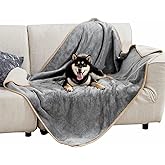 Bedsure Waterproof Dog Blankets for Large Dogs - Large Cat Blanket Washable for Couch Protection, Sherpa Fleece Puppy Blanket, Soft Plush Reversible Throw Furniture Protector, 40"X50", Grey