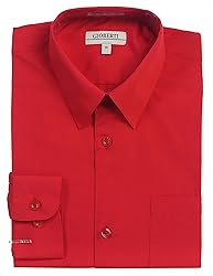 Gioberti Boys Long Sleeve Solid Dress Shirt, Red, 5