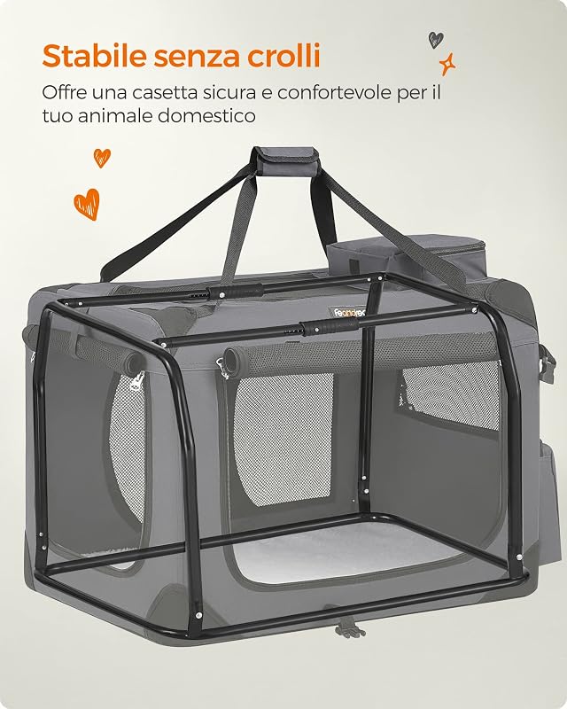 Trasportino per Cani, Gabbia Pieghevole, 70 x 52 x 52 cm