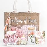 pengtai Matron of Honor Proposal Gifts,Will You Be My Matron of Honor Gifts for Wedding Day,Matron of Honor Tote Bag Glass Cup Proposal Gift