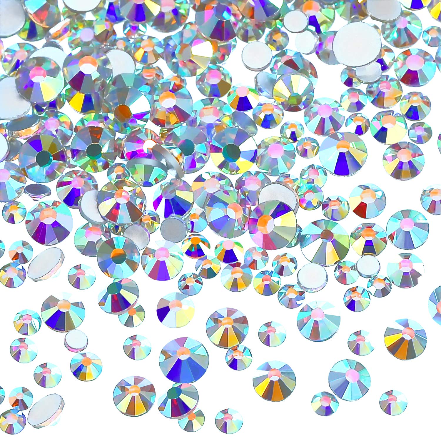TOAOB 2600pcs Crystal AB Rhinestones Flat Back Resin Gems Stickers 7 Sizes for Crafts Nails Decoration Makeup Clothes Shoes