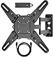 VideoSecu ML531BE2 TV Wall Mount kit with Free Magnetic Stud Finder and HDMI Cable for Most 26-55 TV and New LED TV up to 60 inch VESA 400x400 Full Motion with 20 inch Articulating Arm WP5