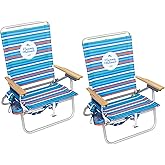 Tommy Bahama 4-Position Extended seat Height Easy in-Easy Out Folding Backpack Beach Chair