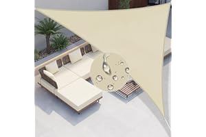Windscreen4less 12'x12'x17' Waterproof Sun Shade Sail Right Triangle Shade Canopy Cover UV Block for Backyard Patio Deck Balcony Pergola Garden (Beige)