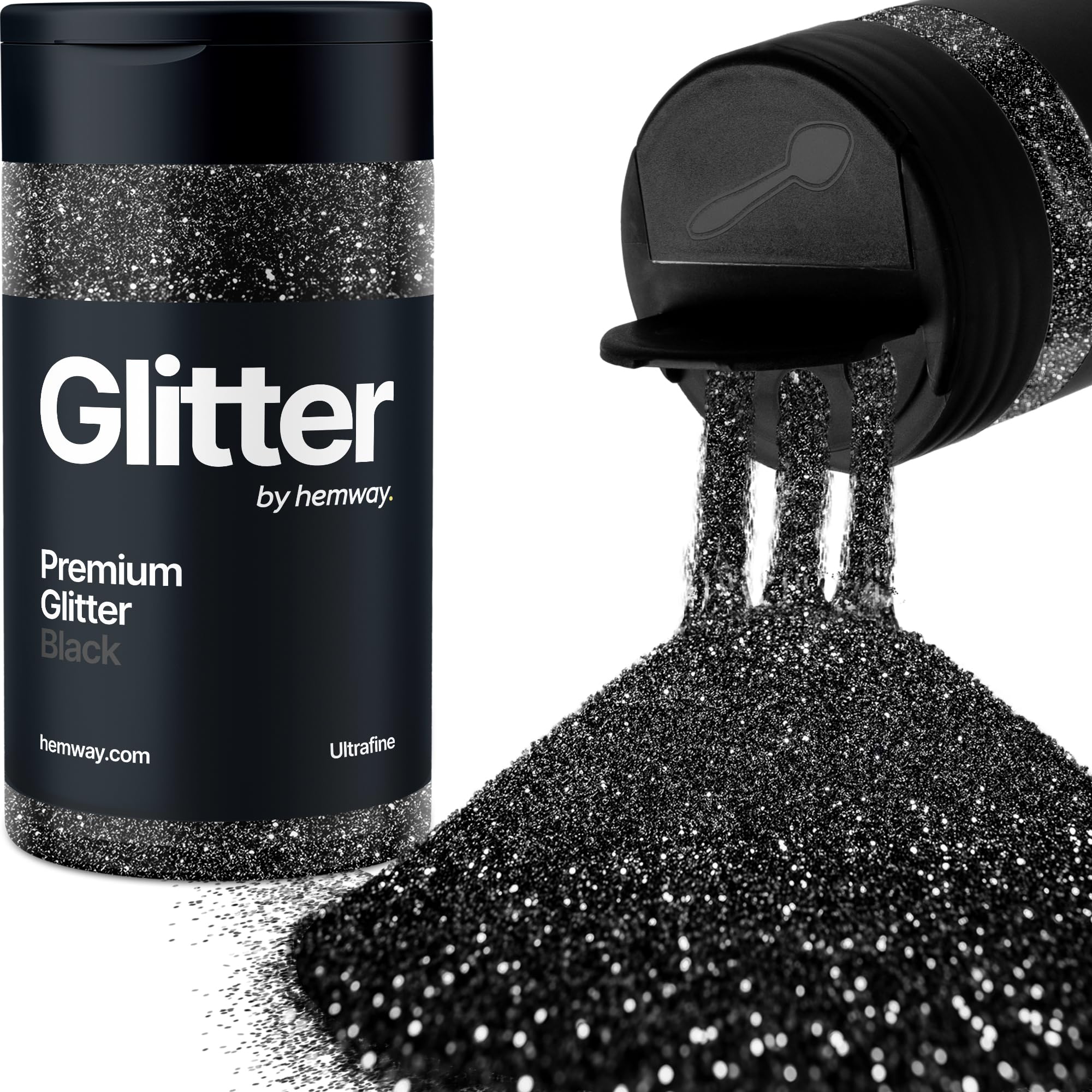 Black Glitter Shaker, 130g Ultrafine Glitter, Crafts 1/128" Metallic Flake Black Sequins, Resin & Epoxy Crafts, Decorating, Halloween, Christmas Nail, Face, Hemway