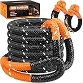Kinetic Recovery Tow Rope - 1.26" x30FT 55000LBS Reflective Heavy Duty Snatch Strap Kit with Soft Shackles for Offroad Pulling Truck SUV UTV ATV Car Jeep - Black