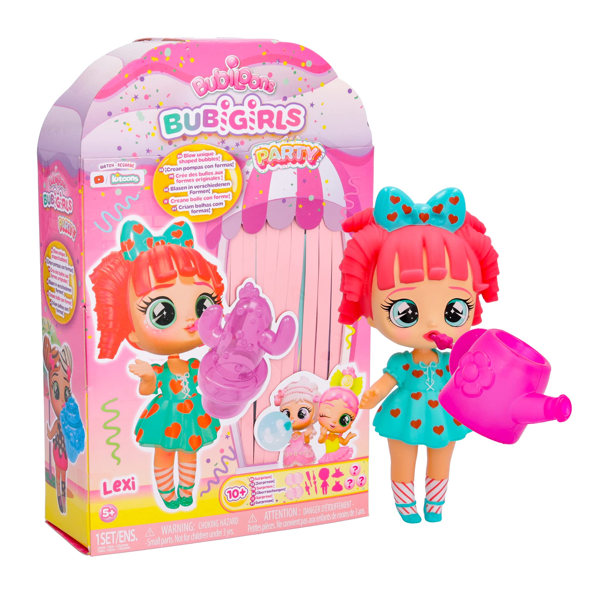 IMC Toys BUBIGIRLS Lexi | Collectible surprise doll to Dress Up that infaltes Balloons with 12 Accessories - Gift toy for kids +5 Years