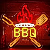 BBQ Neon Sign for Wall Decor Dimmable Barbecue Neon Light for Man Cave LED Grill Sign for Summer Holiday Barbecue Party BBQ Shop Bar Restaurant Birthday Gifts for Men Size13.7 * 12.7In(WZCP261)