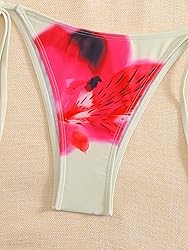 SEGT Women's 2 Piece Floral Print Halter Neck Tie