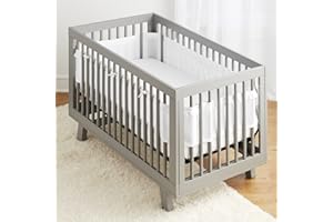 BreathableBaby Breathable Mesh Liner for Full-Size Cribs, Deluxe 4mm Mesh, White Ruffle (Size 4FS Covers 3 or 4 Sides)