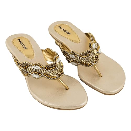 Buy Markstor Authentic Handmade Zari Work Bridal Sandals For