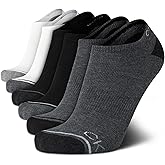 Calvin Klein Mens No Show Socks - 6 Pack Soft Cotton Blend Cushioned Athletic Low Cut Socks for Men for Sports and Running