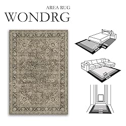 WondRg 4x6 Washable Brown Vintage Area Rug for