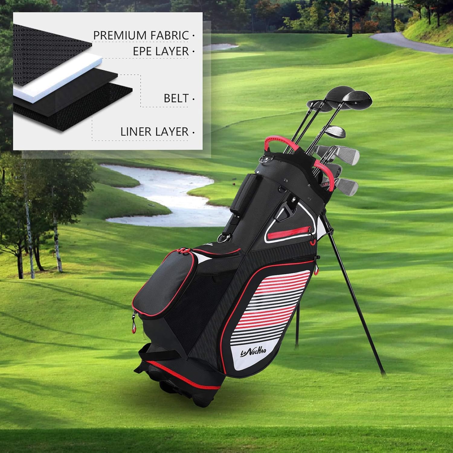 Golf Stand Bag 14 Way Divider, 6LB Lightweight Portable Walking/Riding Bags with Rain Hood & Straps : Sports & Outdoors