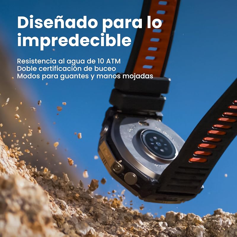 Relógio inteligente T-Rex Ultra 2 para exteriores, GPS de dupla banda, caixa de titânio de 51 mm, ecrã AMOLED de 1,5", cristal de safira, lanterna, autonomia de 30 dias, mapas offline, 10 ATM resistente à água