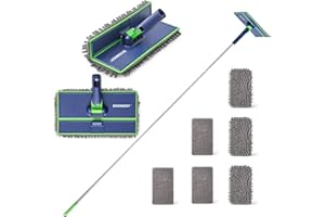 BOOMJOY Wall Cleaner Mop with Foldable Panel, Baseboard Cleaner Tool with 72" Long Handle, Cleaning Mop Duster for Walls, Ceilings, Baseboards, Floors