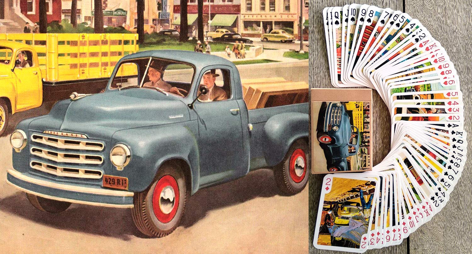 STUDEBACKER Truck Playing Cards (Poker Deck 54 Cards All Different) Vintage Retro Classic Cars American Commercial Trucks Fifties and Sixties