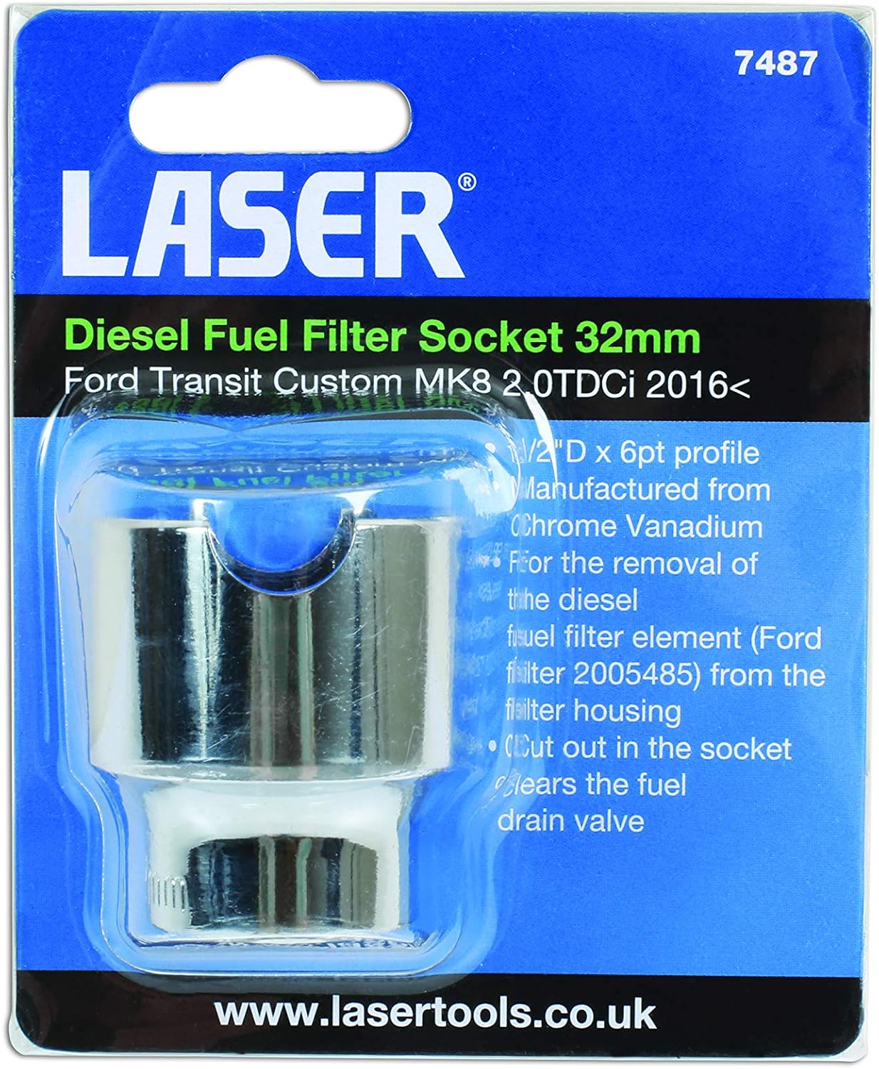 Laser 7487 Diesel Fuel Filter Socket 1/2"D 32mm - Image 5