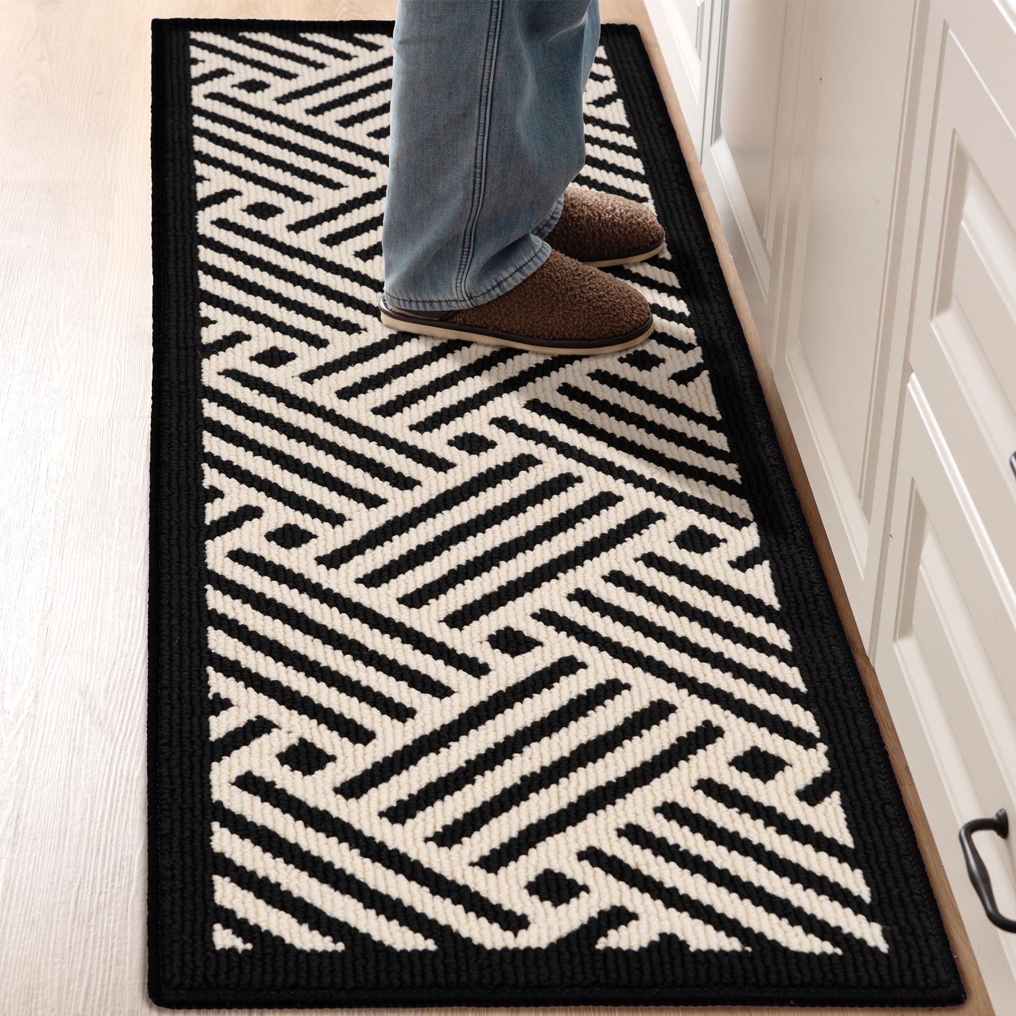Photo 1 of GRANNY SAYS Kitchen Mats for Floor, Kitchen Rugs Non Slip Washable, Runner Rugs for Kitchen Floor, 59" x 17.7", Stain Resistant Comfort Standing Mat Made of 100% Polypropylene, Black