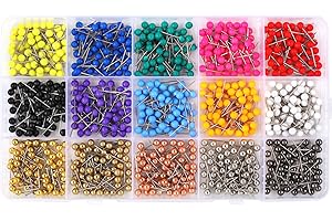 UTRON 810 PCS Map Pins, 1/8 Inch Map Tacks, Colored Push Pins, 15 Assorted Colors (Each Color 54 PCS) in Map Push Pins, Push Pins for Bulletin Board