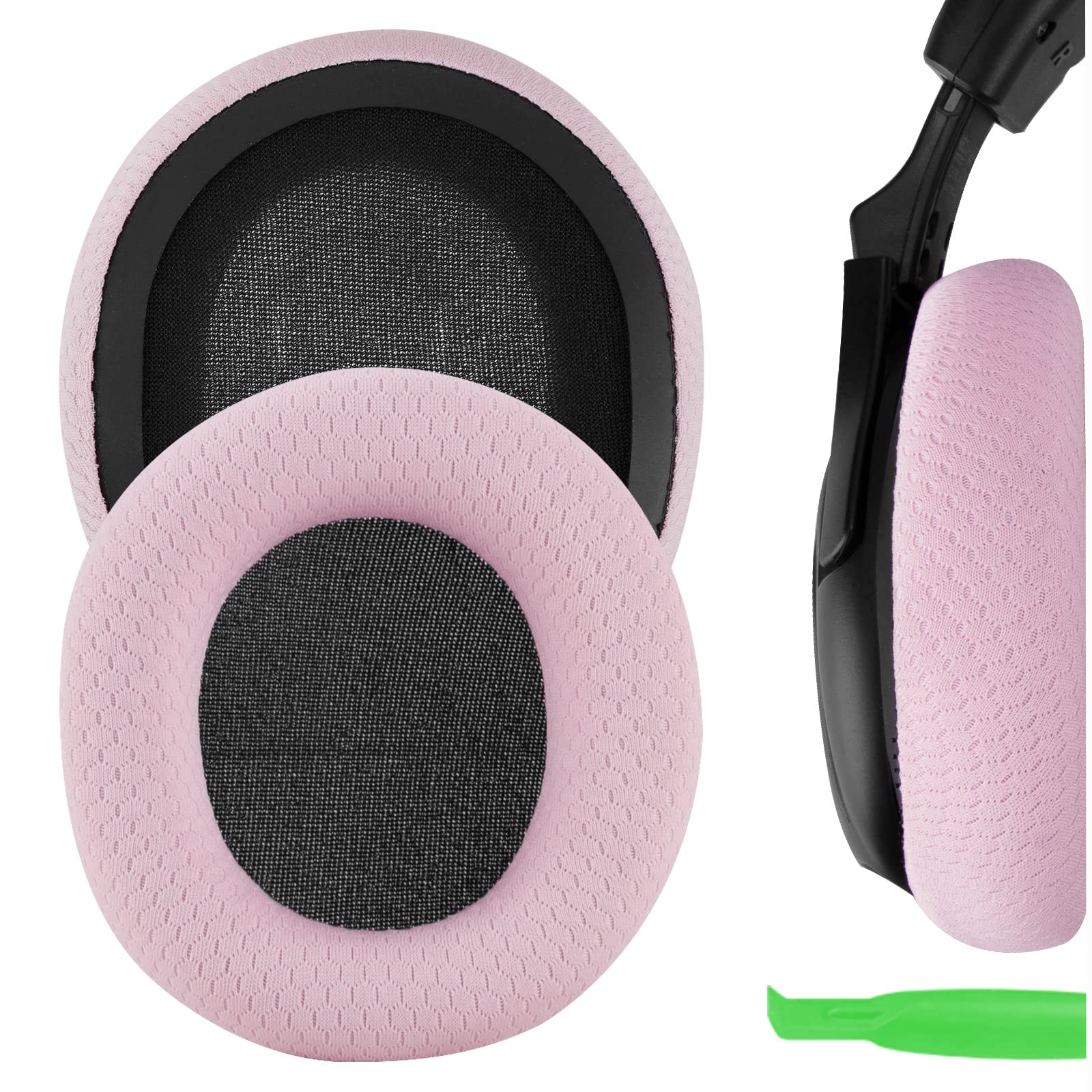Geekria NOVA Mesh Fabric Replacement Ear Pads Compatible with Beach Stealth 400, 500X, 700X, 420X, Ear Force XO SEVEN, XP500, PX5, PX4, X42 Headphones, Ear Cushions (Pink) — image 1